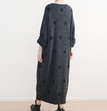 Loose Dot High Collar Knit Long Women Dresses AMT962328