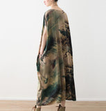 Silk Floral Loose Long Dresses Plus Size AMT962328