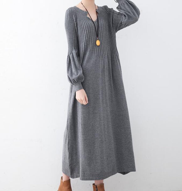 High Collar Loose Cotton Knit Long Dresses Plus Size AMT962328 SimpleLinenLife High Collar Loose Cotton Knit Long Dresses Plus Size AMT962328 SimpleLinenLife