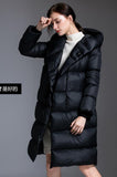 Loose Long Women Down Coat Winter Loose 90% Hooded Duck Down Jackets 2200