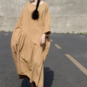 Loose fitting Linen Women Dresses 3/4 Sleeves CH90423