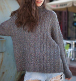 High Collar Long Sleeve  loose Style Women Tops Woolen Knit Sweater