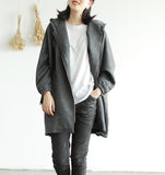 Plus Size Loose Hooded Bat Sleeve Casual Coat Parka Coat Jacket Fleece Tunic