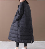 Long Winter Puffer Down Jacket Deep Side Pockets Women Down Coats 2200