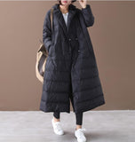 Long Winter Puffer Down Jacket Deep Side Pockets Women Down Coats 2200