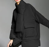 Casual-Loose-Women-Down-Coat-Scarf-Winter-Loose-90%-Duck-Down-Jackets