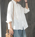 Ruffle Loose Blouse Spring Casual Women Shirts Cotton Tops WG961707