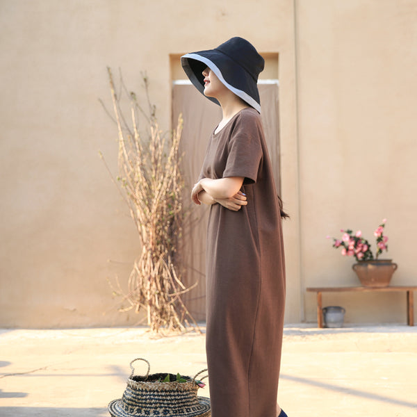 Brown Dress Linen Flax Shift Dress Casual Summer Long Women Dresses Z9 SimpleLinenLife Brown Dress Linen Flax Shift Dress Casual Summer Long Women Dresses Z9 SimpleLinenLife