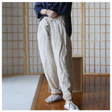 Summer Autumn Linen Wide Leg Pants Women Casual Pants with Pockets PZ97269