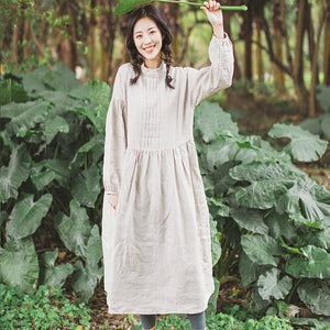 Puff linen Dress Summer Casual Midi Women Linen Dresses Pleated Dress SimpleLinenLife Puff linen Dress Summer Casual Midi Women Linen Dresses Pleated Dress SimpleLinenLife