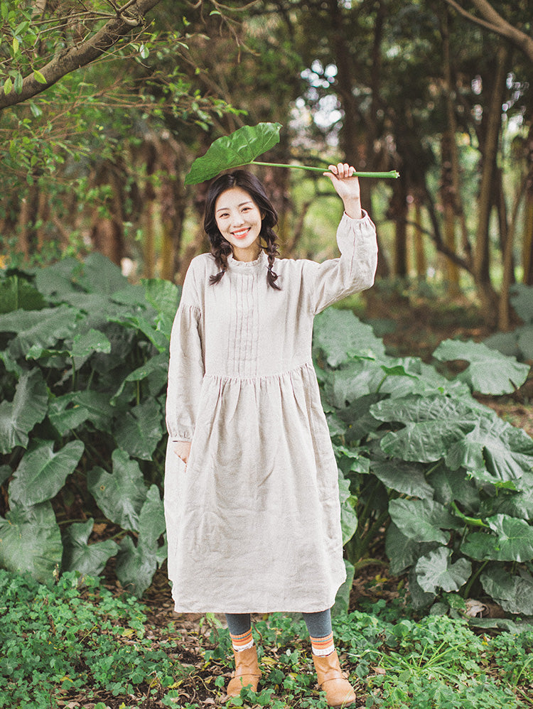 Puff linen Dress Summer Casual Midi Women Linen Dresses Pleated Dress SimpleLinenLife Puff linen Dress Summer Casual Midi Women Linen Dresses Pleated Dress SimpleLinenLife
