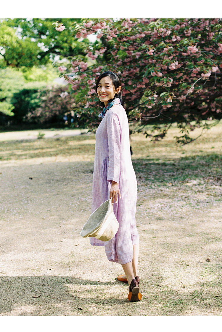 Light Purple Dress Summer Long Casual Women Linen Dresses ZF98412 –  SimpleLinenLife