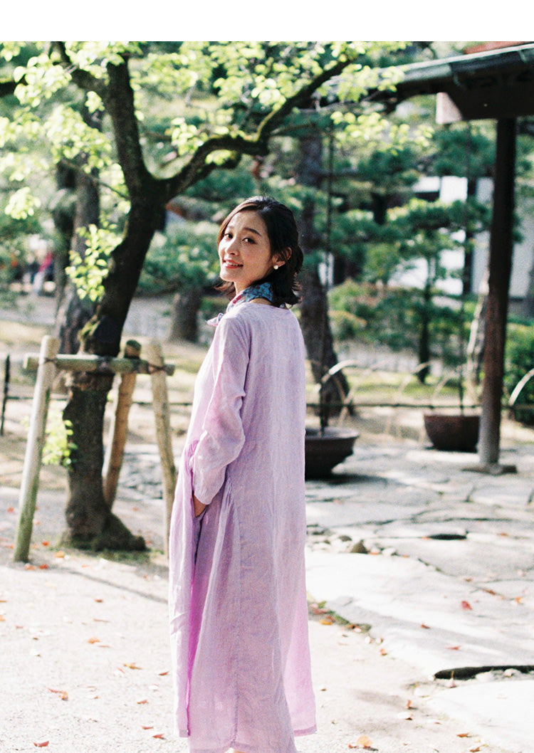 Light Purple Dress Summer Long Casual Women Linen Dresses ZF98412 Light Purple Dress Summer Long Casual Women Linen Dresses ZF98412