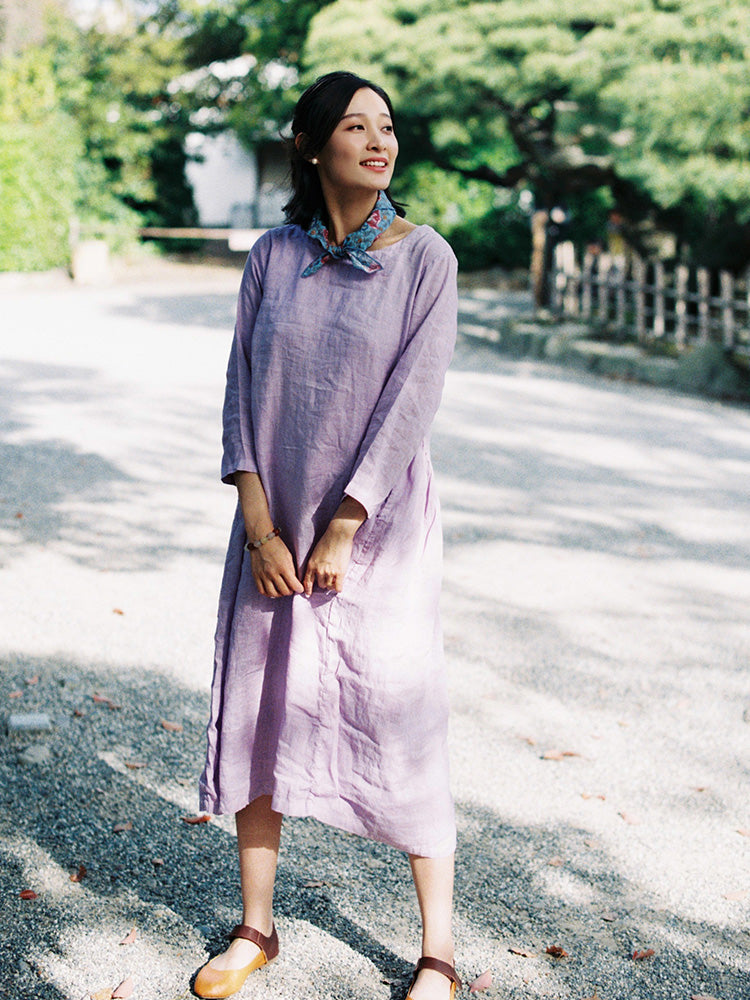 Light Purple Dress Summer Long Casual Women Linen Dresses ZF98412 Light Purple Dress Summer Long Casual Women Linen Dresses ZF98412