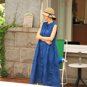 Shirt Button Down Dress Casual Summer Long Women Linen Sleeveless Dres SimpleLinenLife Shirt Button Down Dress Casual Summer Long Women Linen Sleeveless Dres SimpleLinenLife