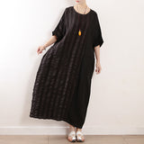 Vintage Style Linen Cotton Women Loose Fitting Long Summer Dresses Casual Women Dresses