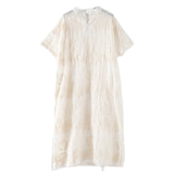 White Casual Linen Cotton Women Loose Fitting Short Sleeves Dresses Summer Long Women Dresses  AMT962227