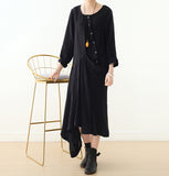 Black casual summer Women Dresses long women dresses Button DesignAMT962312