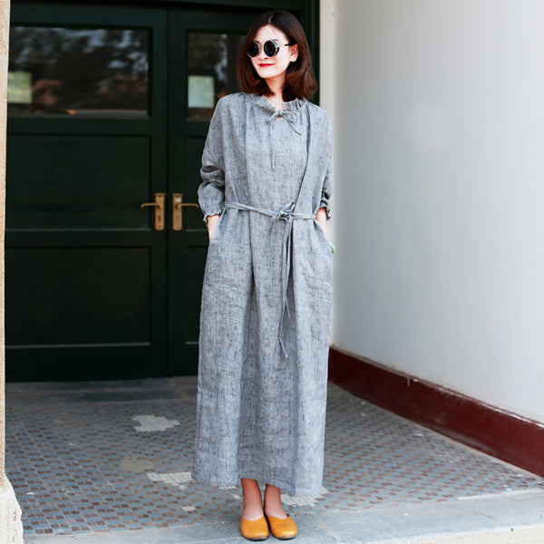 Gray Women Dresses Casual Summer Women Dresses Long Women Dresses MDYP – SimpleLinenLife