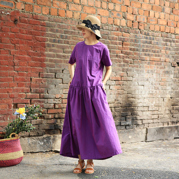 Purple Linen Dress Summer Maxi Women Dress Cotton Dresses Z97312 –  SimpleLinenLife