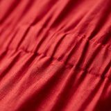 Red Linen Women Dresses Short Sleeves V Neck Buttons Dresses XH9608