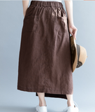 Overlay style Linen Cotton Women's Skirts