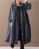 Loose Spring Women Casual Coat Hooded Trench Coat Plus Size Coat Jacket