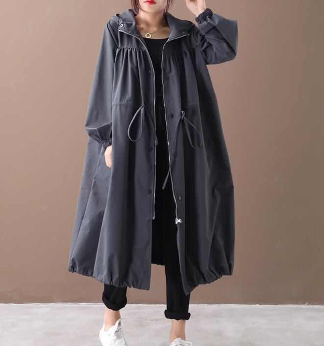 Loose Spring Women Casual Coat Hooded Trench Coat Plus Size Coat Jacke –  SimpleLinenLife