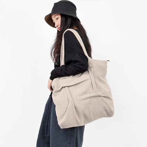 Women Canvas Bags Simple Style Women Shoulder Bag Cotton Linen Large Bags