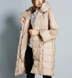 Winter Loose Duck Down Jackets Hooded Warm Women Long Down Coat