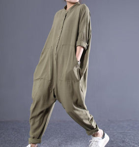 Loose Linen Women Casual Jumpsuits With Pockets PZ97251