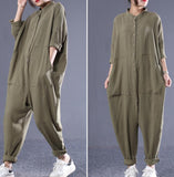 Loose Linen Women Casual Jumpsuits With Pockets PZ97251