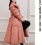 Long Winter Puffer Coat Thick Winter Waist Belt Women Down Coats 30214