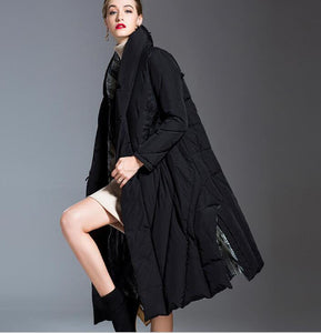 Slit A-line Long Loose Women Down Coat Winter Loose 90% Duck Down Jack SimpleLinenLife Slit A-line Long Loose Women Down Coat Winter Loose 90% Duck Down Jack SimpleLinenLife