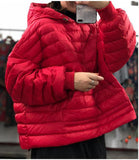 Loose Style Warm Winter Puffer Coat Jacket Hooded Women Thick Down Top Coats 23002