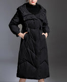 Long Puff Sleeve Women Down Coat Winter 90% Waist Belt Hooded Duck Down Jackets