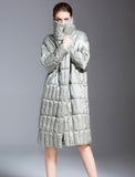 Waist-Blet-Long-Loose-Women-Down-Coat-Winter-Loose-90%-Duck-Down-Jackets
