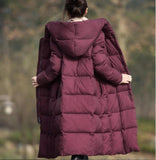 Thick Long Winter Duck Down Jacket, Hooded Down Jacket Women Puffer Coat