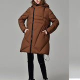 Women Irregular Winter Puffer Coat Duck Down Jacket, Hooded Down Jacket