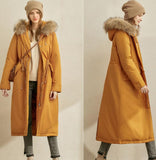 Long Fur Trim Women Winter Loose Plus size Side Pockets Down Jacket Women Down Coats Any Size