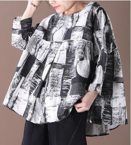 Print Women Casual Linen Shirts Loose Blouse Women Tops WG961707