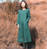 Waist Belt Linen Long Sleeve Autumn Women Shirt Linen Dresses S90921