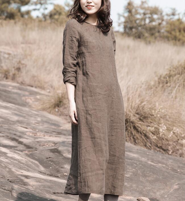 chinese dress ladies Maxi casual spring linen dress women 2874 – Xiaolizi main image 1