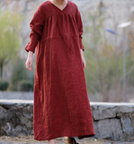 Linen Long Sleeve Summer Cotton Dress Women Dress XMLP9201229