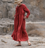 Linen Long Sleeve Summer Cotton Dress Women Dress XMLP9201229