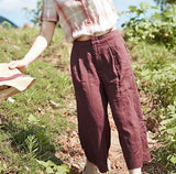 Organic Linen Summer  Women Casual Wide Leg Pants SMM97235