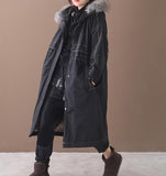 Women Casual Hooded Parka Faux Fur Collar Plus Size Coat Jacket