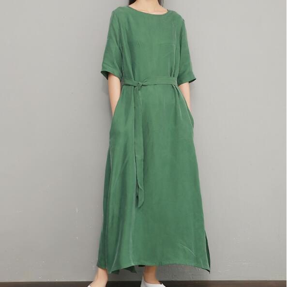 Green Linen Women Dresses Summer Dresses Women 3/4 Sleeves Dresses D9504 Green Linen Women Dresses Summer Dresses Women 3/4 Sleeves Dresses D9504