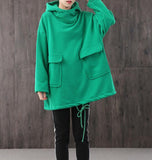 Hooded Loose Blouse Spring Tunic Casual Women Shirts Cotton Tops WG961707