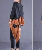 Loose Cotton Women Trench Coat Suits Loose Women Jacket  Wide Legs SUJ962512